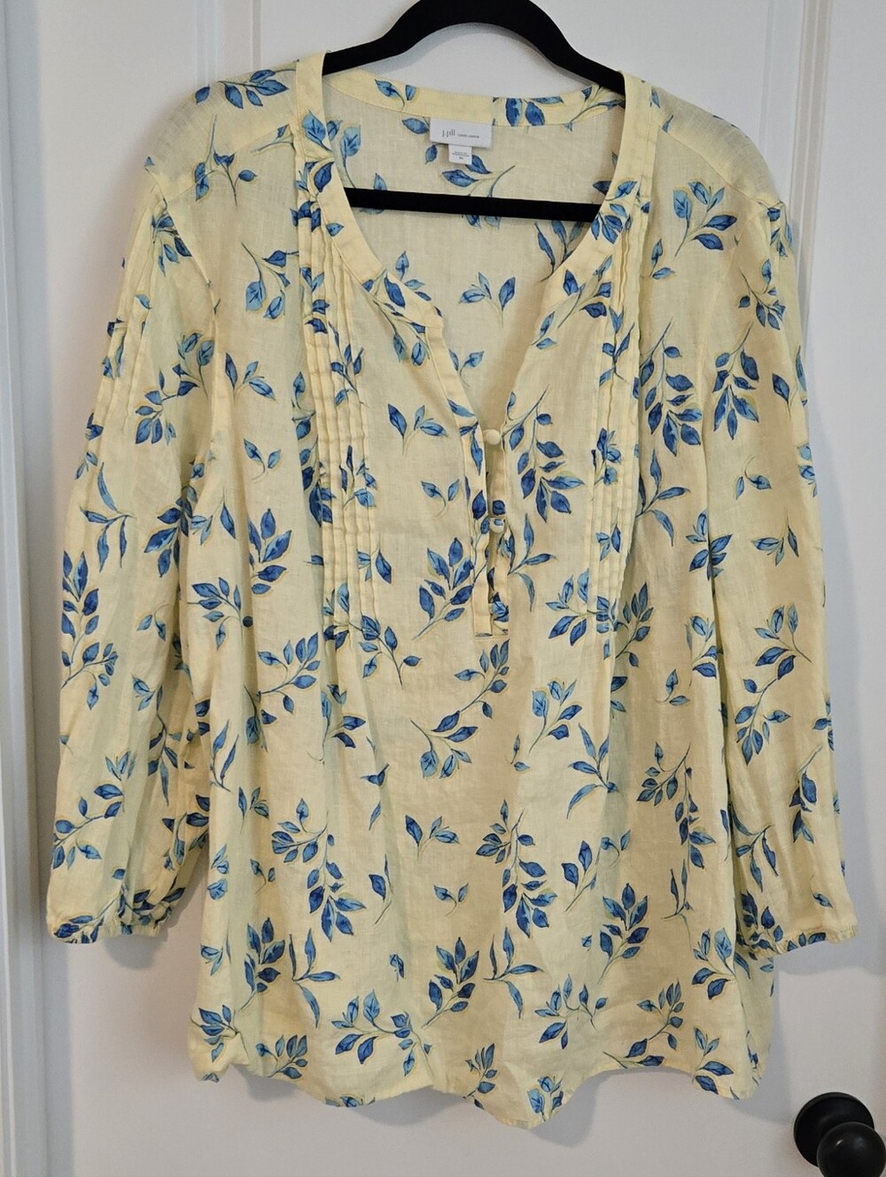 J. Jill Yellow Floral Linen Tunic Top